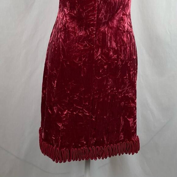 Nicole Miller Red Crushed Velvet Ruffled Romantic Fairy Dress NWOT Size L - Picture 7 of 12